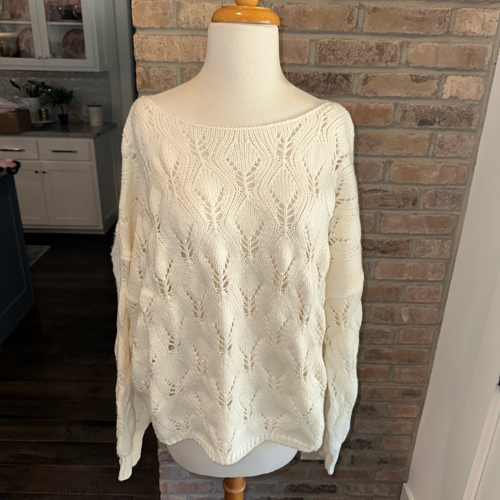 Wild Fable Chunky Open Knit Soft Sweater - Cream